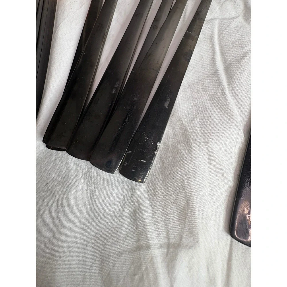 Black Silverware Set 46 Piece Flatware Utensils Knives Forks Spoons Dining